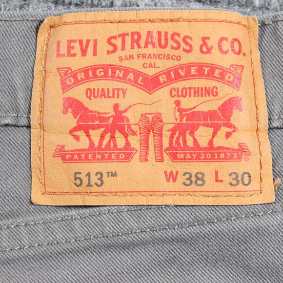 Levi’s 513 Jeans Mens 38x30 Gray Slim Straight Stretch Denim - Picture 9 of 11